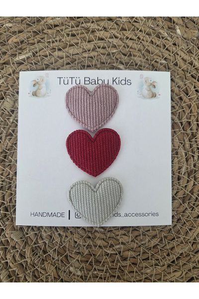 Accessories مشبك شعر على شكل قلب بدون شعر، مشبك شعر للفتيات الصغيرات، مجموعة مشابك شعر مكونة من 3 قطع