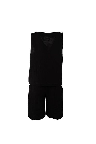 Baveno Natural Muslin Fabric Casual Women's Shorts Set Baveno