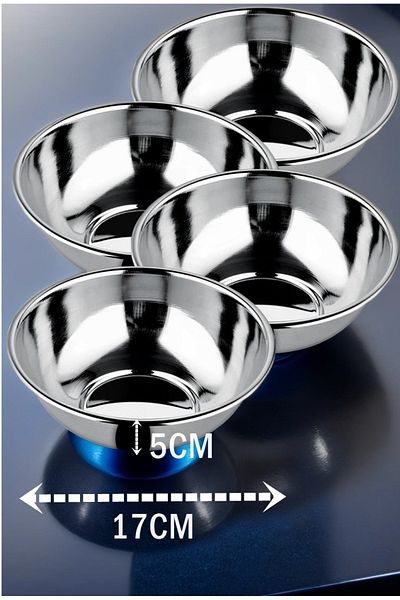FAYA HOME Stainless Steel Bowl 17 cm Depth 5 cm 304 Quality -4 Pieces