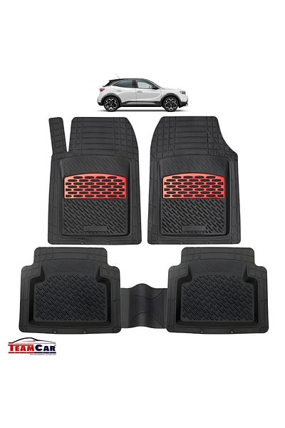 TEAMCAR ® Tray Type Car Mats Compatible With Opel Mokka B (2020–PRESENT) - Red