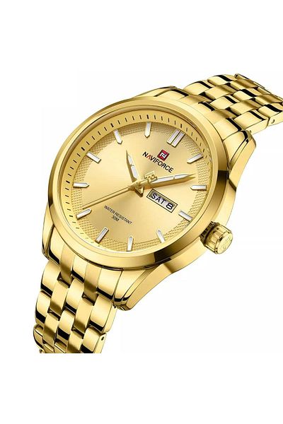 Naviforce Original Gold Stainless Steel Men's Quartz Watch