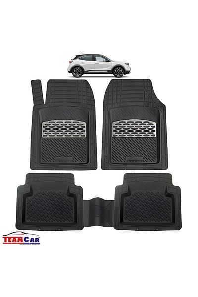 TEAMCAR ® Tray Type Car Mats Compatible With Opel Mokka B (2020–PRESENT) - Silver
