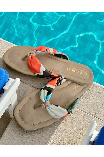 CESSTORE Women's Multicolor Drawstring Beach Slippers, Sandals Summer, Comfortable Flip Flops