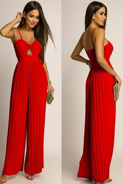 ADA MODA Pleated Jumpsuit With Straps