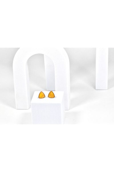 NARRU Handmade NARRU earrings, stylized triangle, yellow and gold, Vasia