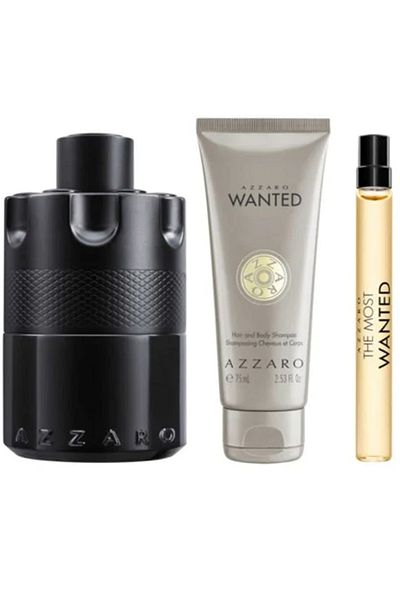 Azzaro The Most Wanted for Men Set Parfum 100Ml with Parfum 10Ml with Hair and Body Shampoo - 75Ml