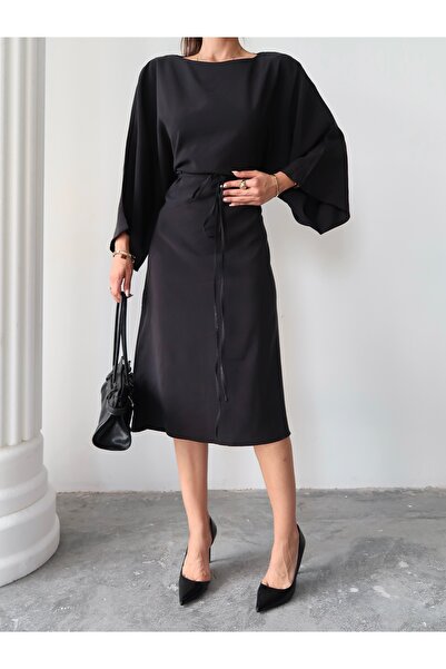 Paw Garage Γυναικείο φόρεμα Amelia Modal Cupra με μανίκια με λουράκια στη μέση