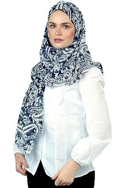 AMICA Paisley Printed Hijab Soft Natural Fiber Head Scarf For Women