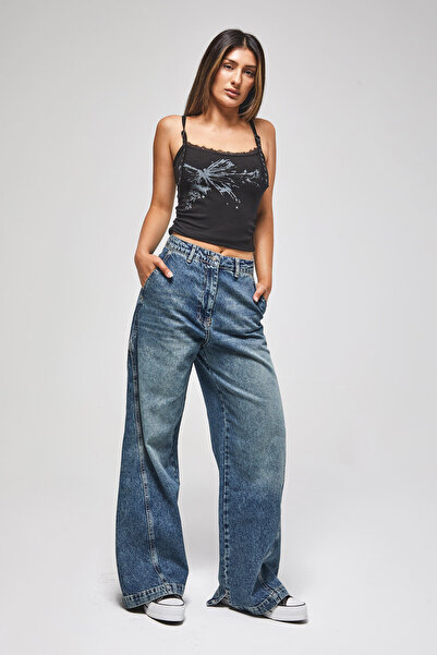 its basic Női T.Kot színű 4w5-31 Barrel Fit, bő szabású belső hossz 83 cm 100% pamut farmer farmer