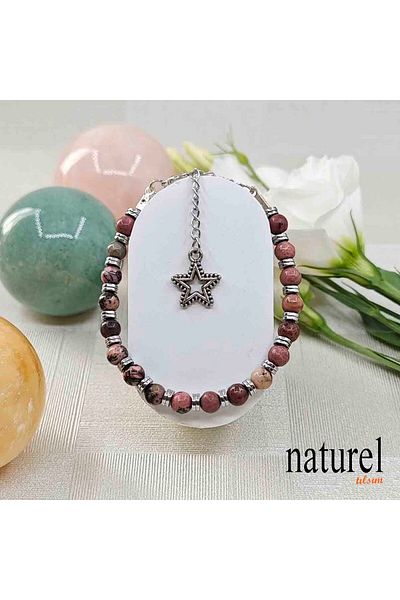 Naturel Tılsım Rodonite Natural Stone 6mm Bracelet