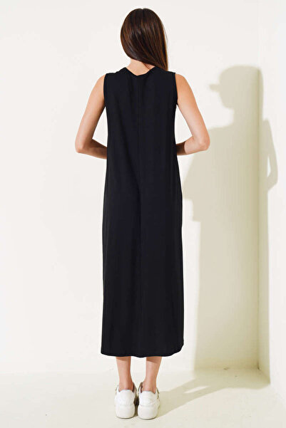 Sas Regular fit yarım balıkçı yaka kolsuz elbise