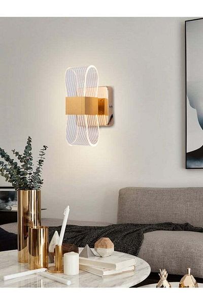 Moonlight Lighting Modern Gold LED Wall Lamp 7209 - 20 cm, 12 Watt, 3 Lighting Levels, Elegant & Adjustable Light for L