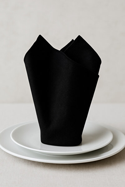 MEKİK BUTİK 6 τεμάχια μαύρες υφασμάτινες χαρτοπετσέτες με υφή βελούδου - χαρτ...