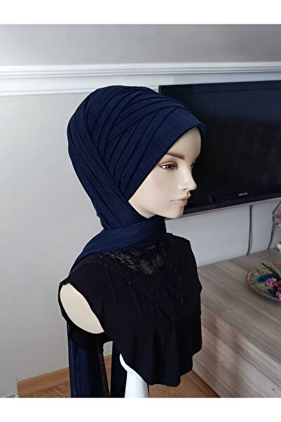 BERKE TUHAFIYE AKSESUAR وشاح من النوع الأزرق الداكن، نموذج شال جاهز، وشاح جاه...