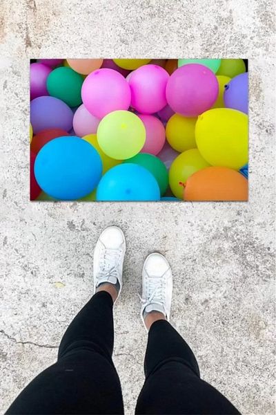 Tahtakale Toptancısı Digital Printing Colorful Balloon Pattern Door Mat K-1015