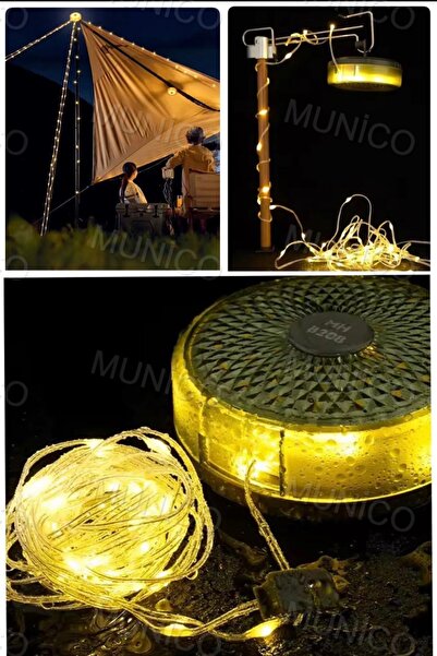 Munico RGB LED Kamp Işık USB Şarj Edilebilir Açık Çadır Renkli + Sıcak Ambiya...