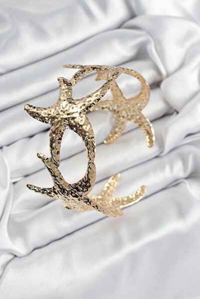 Twin Store Brass Row Starfish Model Gold Color Women's Pazu Bracelet