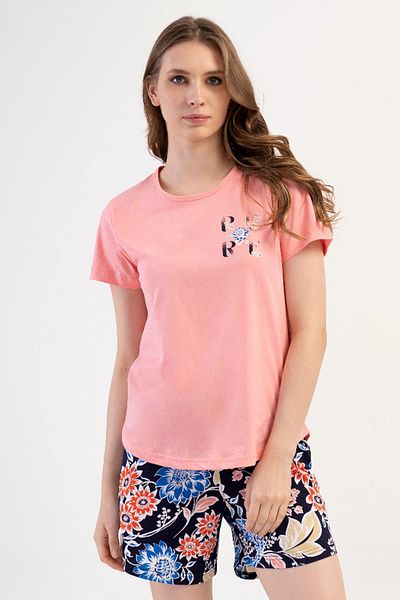 VİENETTA Cotton Women's Short Sleeve Shorts Pajamas Suit, 411063