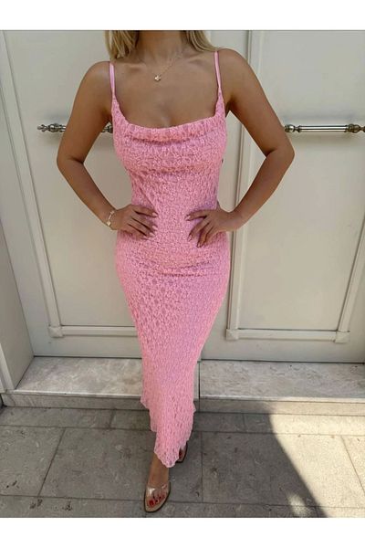 Bak Moda Rochie roz cu dantelă