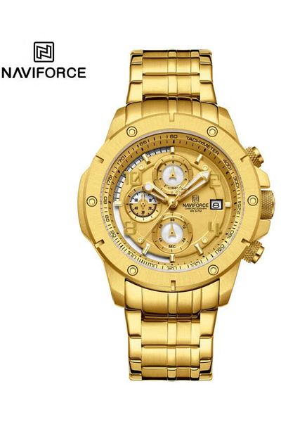 Naviforce Men's Stylish Chronograph Watch – 46mm Sport Dial, Stainless Steel Bracelet, Luminous Hands