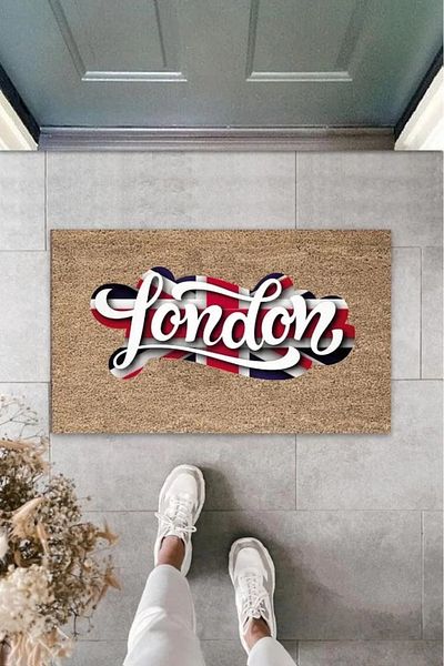 P Parla Digital Printing Beige London Flag Mat K-3024