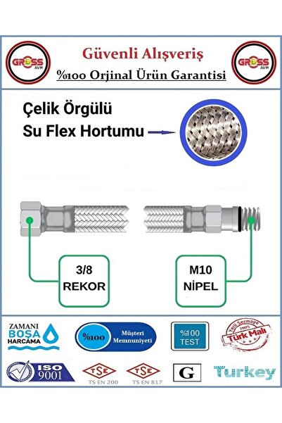 GrossAVM Batarya Flex Hortumu - Çelik Örgü - Spiral Batarya Bağlantı Hortumu - 70cm