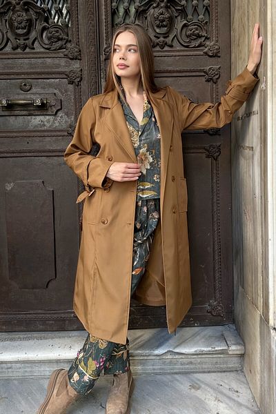 moda armanc Double Breasted Collar Trench Coat - 9270