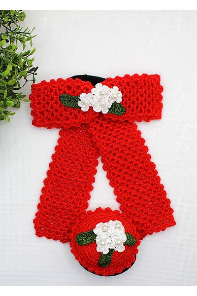 Tezcan Aksesuar Hand Knitted Floral Bow Model Rubber Buckle (Pack of 2)