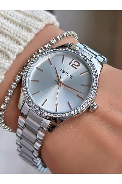 Ferrucci Steel Cord Women's Wristwatch 3 Atm Waterproof with 2 Years Warranty Mechanism