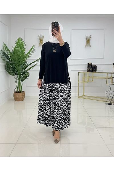 NİSUM MODA Σετ με φούστα με μοτίβο λεοπάρ