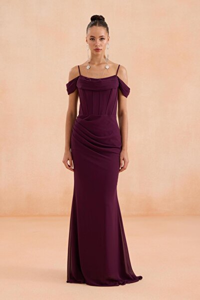 Carmen Mürdüm Askılı Uzun Şifon Abiye Elbise