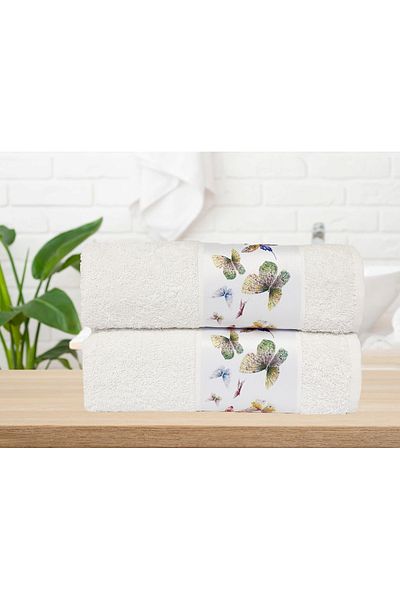 Lucy and Home Kelebek Digital Printed 2-Piece Towel Set 50X100Cm