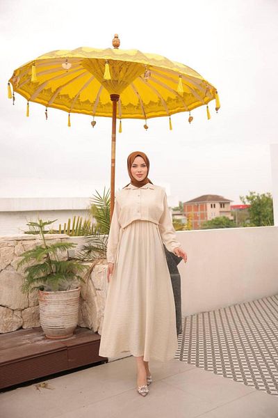 modayaselam Strawberry Fabric Vest Hijab Dress