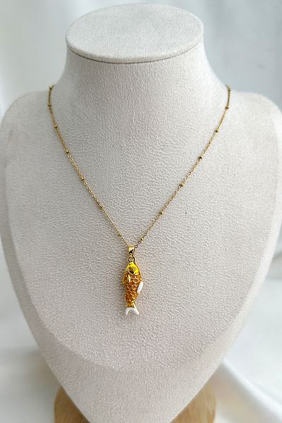 Modex Steel Ball Chain Enamel Fish Necklace (45cm)