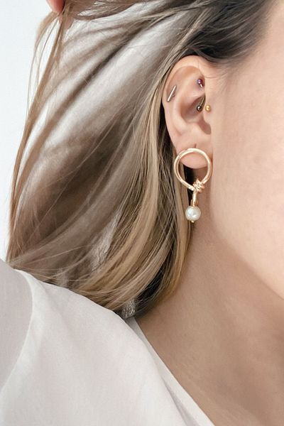 Glaren Pearl Dangle Gold Color Women's Earrings