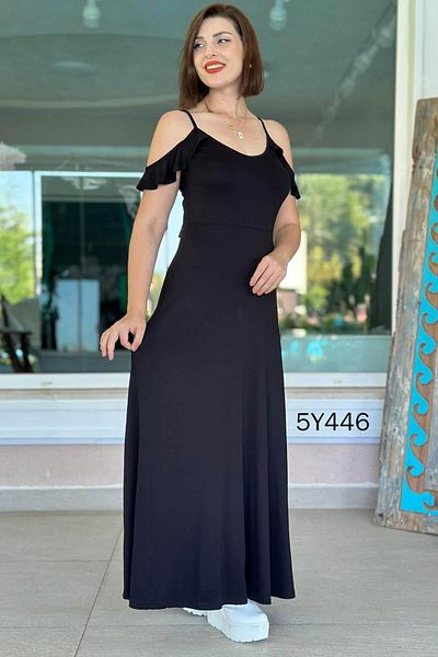 İnce Topuk Off Shoulder Maxi Dress with Rope Strap 5Y446