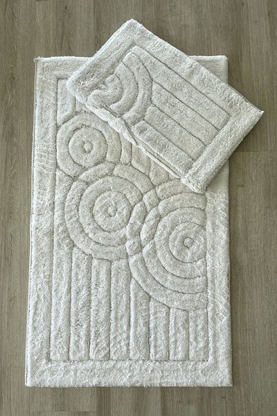 Thalia Home Σετ πατάκι μπάνιου από 100% βαμβάκι με απορρόφηση νερού με απαλή υφή, Σετ χαλιών μπάνιου 2 τεμαχίων 60x100 - 50x60