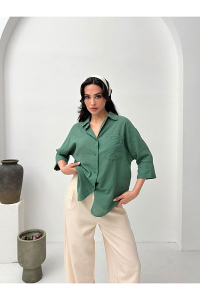POP STORY Cămașă de damă oversize din bumbac 100% bumbac