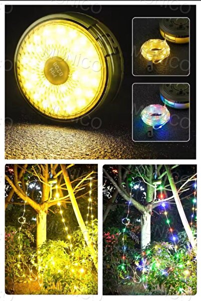 Munico LED Şerit Işık Kamp Feneri Şarj Edilebilir 8 Aydınlatma Mod 2'si 1 Arada Taşınabilir Dış Mekan Işığı