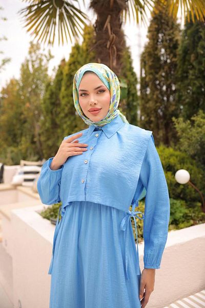 modayaselam Strawberry Fabric Vest Hijab Dress