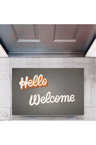 Mu Art Ahşap Door Mat Decorative Digital Print Hello Welcome P-2326