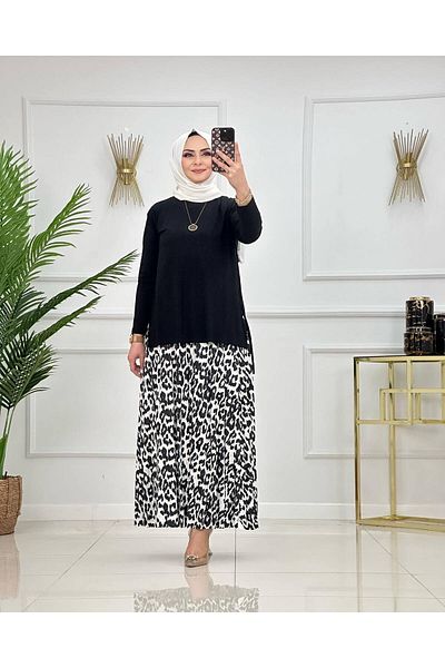 NİSUM MODA Σετ με φούστα με μοτίβο λεοπάρ