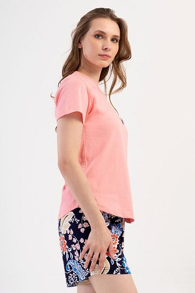 VİENETTA Cotton Women's Short Sleeve Shorts Pajamas Suit, 411063