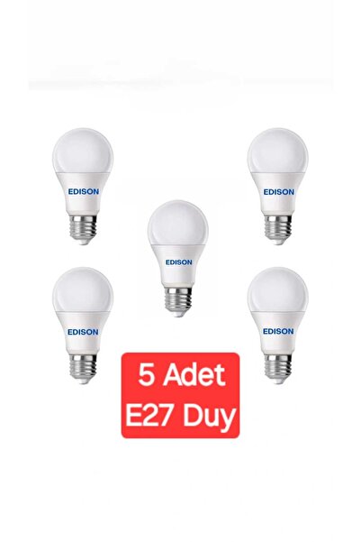 Edison Led Ampul Beyaz Renk 9 Watt Tasarruflu 5li Paket