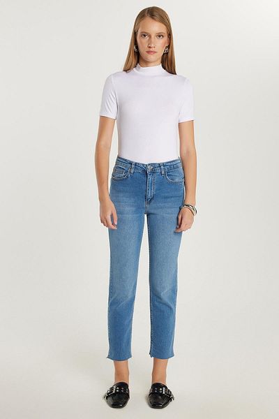 Tudors Women's Slim Fit Slim Fit Short Tube Leg Blue Jean Denim Trousers