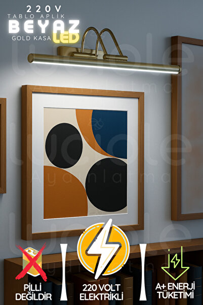 luciole Parlak Gold Kasa Beyaz LED Flüt Tablo Aplik 35 cm | 220V Duvar Tipi Işık | VoltLine Serisi