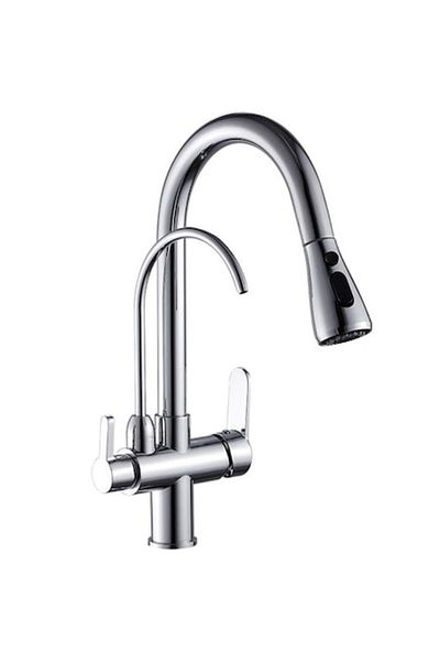 OEM Baterie de bucătărie cu 3 căi, ieșire pentru filtru de apă purificată, alamă, crom