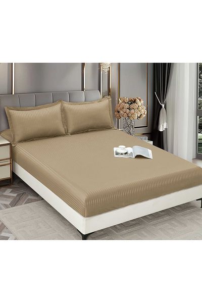 CHIRASO CHIRASO Bed Cover Set, DAMASK, for 180x200 cm mattress and 2 Pillowcases 52x80cm, light brown