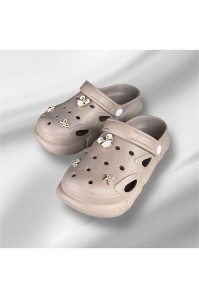 AkınalBella Female Child Camel Stone Soft Soft Orthopedic Sole Indoor Slippers Sandals