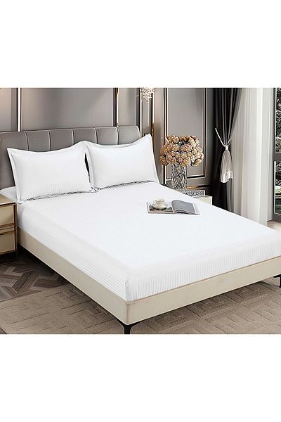 CHIRASO CHIRASO Bed Cover Set, DAMASK, for 180x200 cm mattress and 2 Pillowcases 52x80cm, white